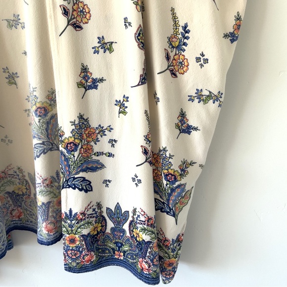 Angie EUC Women’s Kimono Size Medium Overlay Floral Flowers Cream Blue - Picture 2 of 8